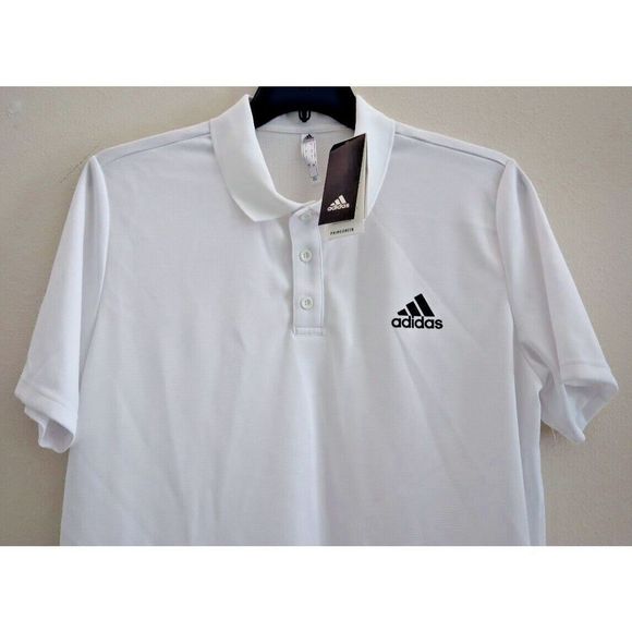 adidas GL0484 Men's Sz Large White/Black Designed to Move 3-Stripes Polo Shirt - Picture 6 of 9